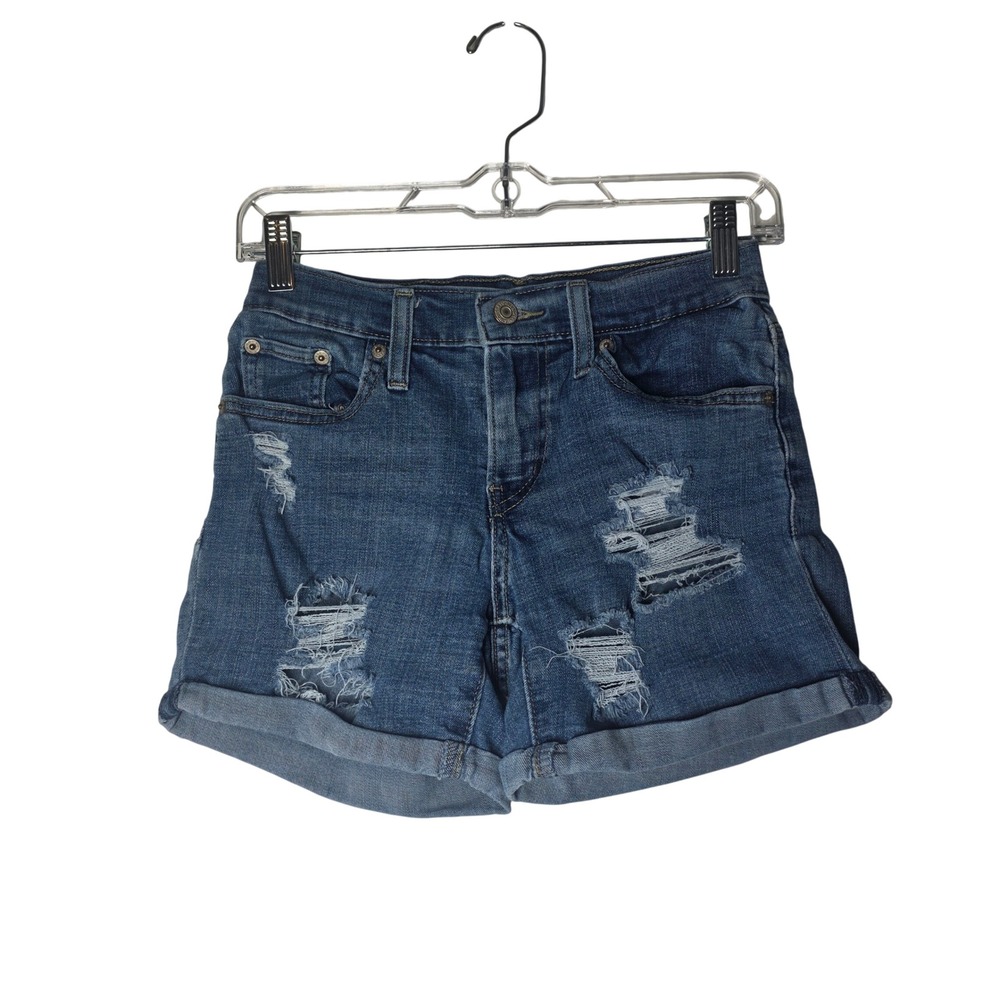 Levi Strauss & Co Mid Length Distressed Denim Shorts Blue Size 25 29965-0028